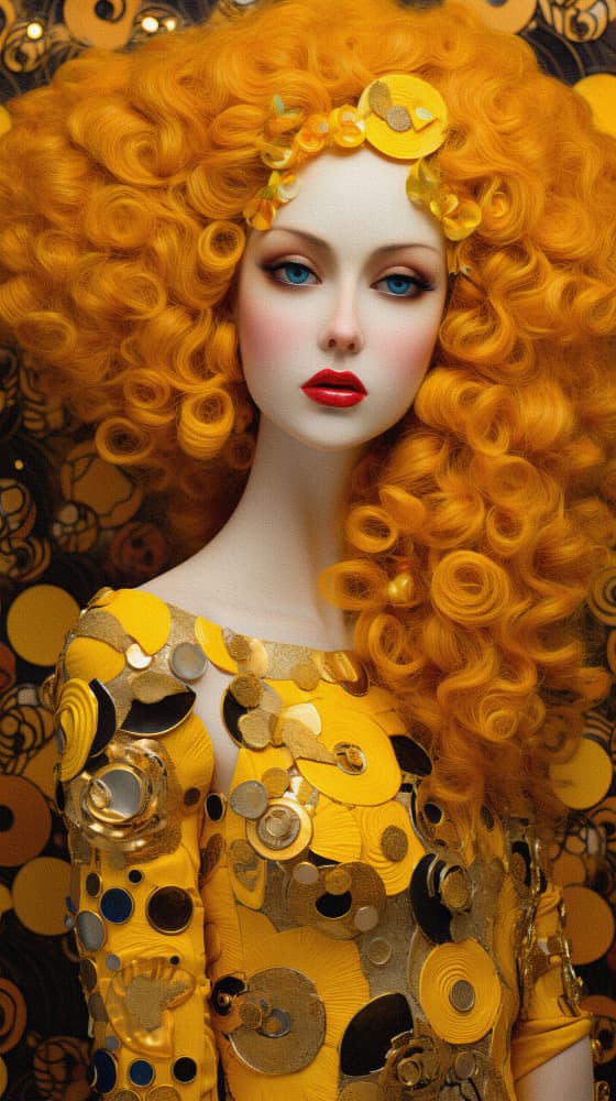 Golden Fashion Portrait by Bilge Paksoylu — canvas wall art