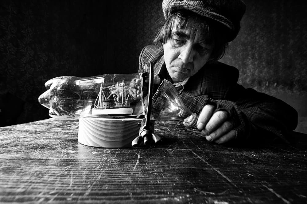 Pensive Ship In Bottle by mario grobenski - psychodaddy — canvas wall art