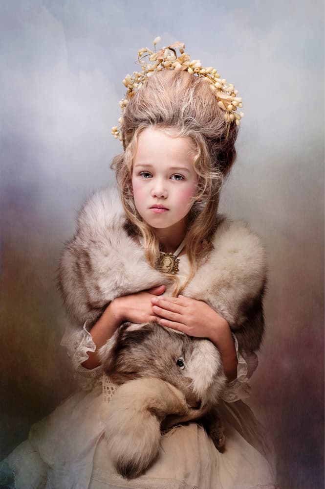 Rococo Girl with Fox by Monika Vanhercke — canvas wall art