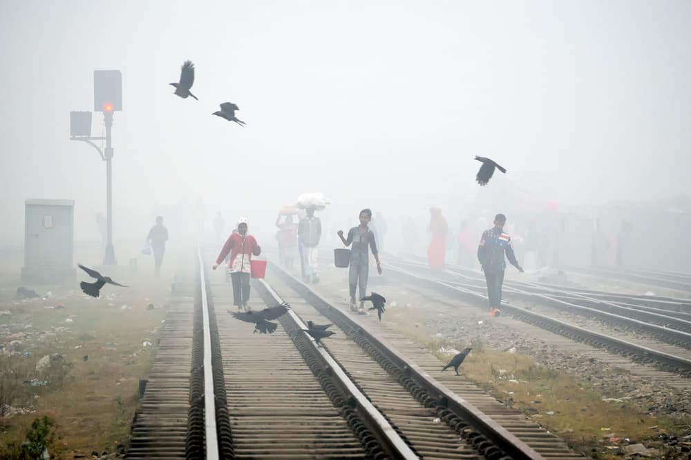 Railway Morning Fog by Marcel Rebro — canvas wall art