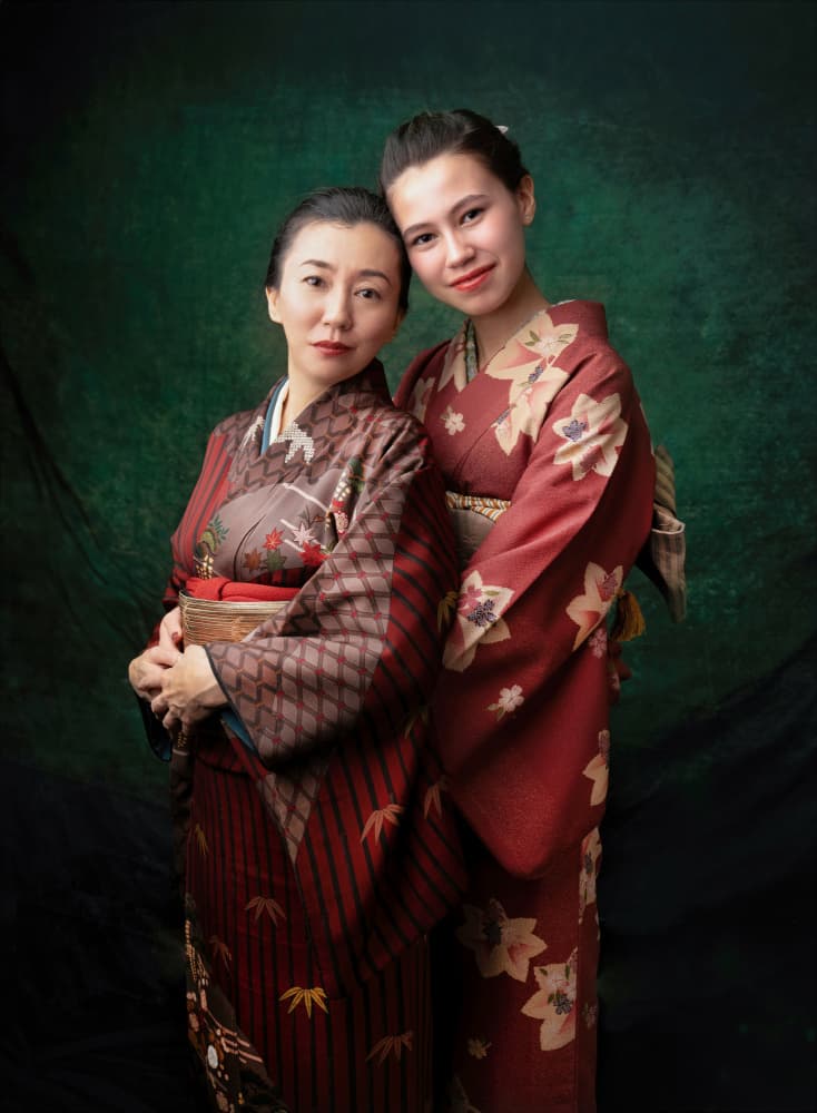 Mother Daughter in Kimono by Catherine Wang — canvas wall art