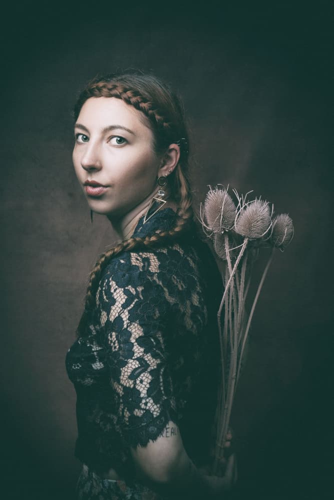 Woman with Dried Thistles by Ruth Franke — canvas wall art