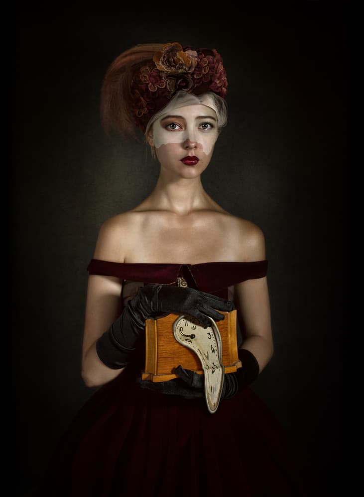 Melting Clock Portrait by Svetlana Melik-Nubarova — canvas wall art