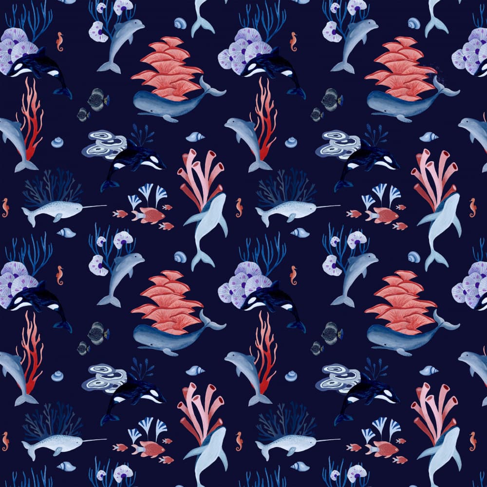Marine Life Pattern by Julie Lesouef — canvas wall art