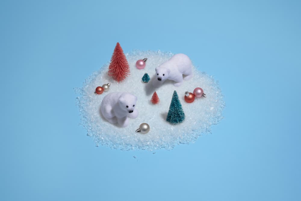 Polar Bears Holiday Scene by Julia Ramiro — canvas wall art
