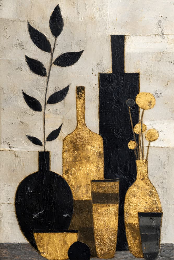 Modern Gold Still Life by Miguel Bruzual — canvas wall art