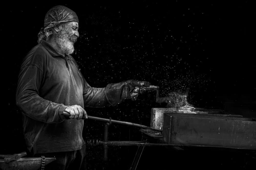 Blacksmith Sparks by Martine Benezech — canvas wall art