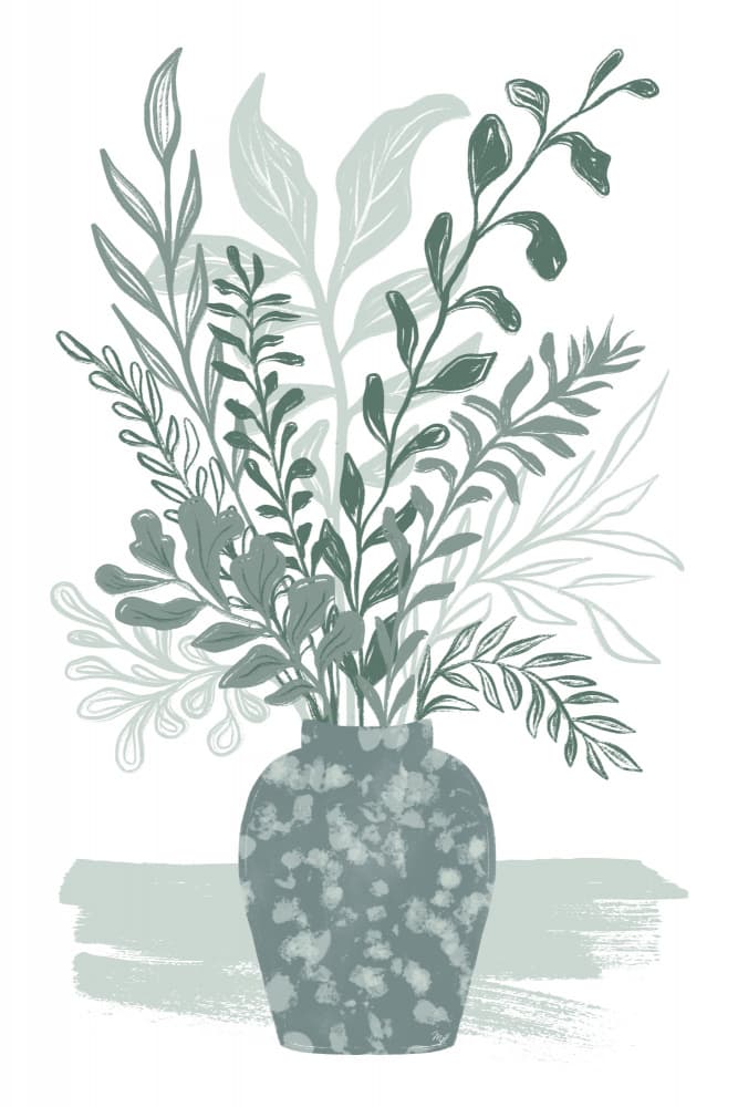 Elegant Greenery In Vase by Martina — canvas wall art
