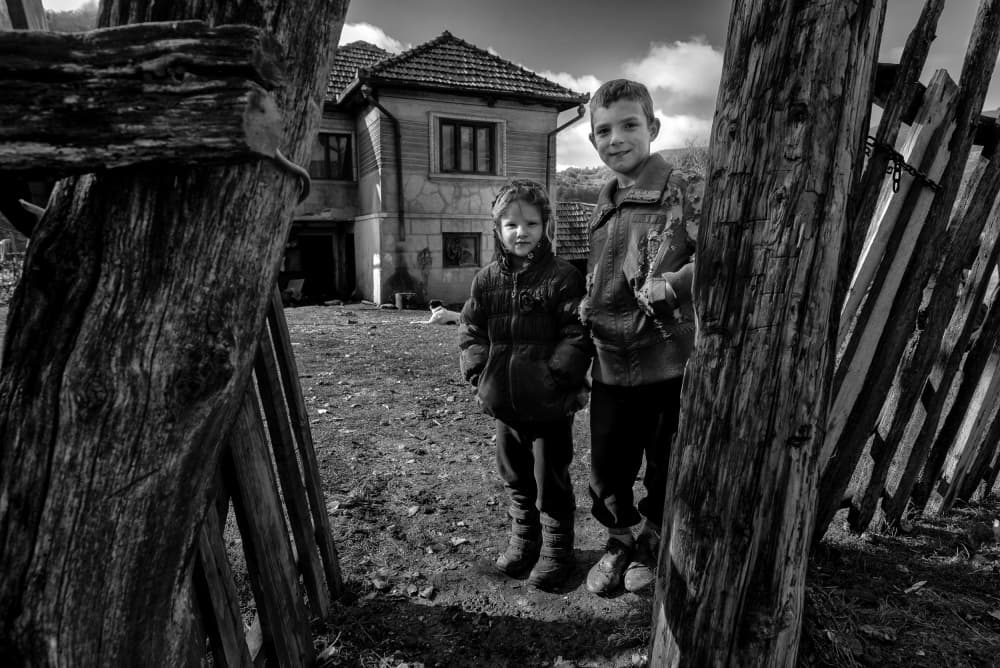 Rural Children Portrait by Grigore Roibu — canvas wall art