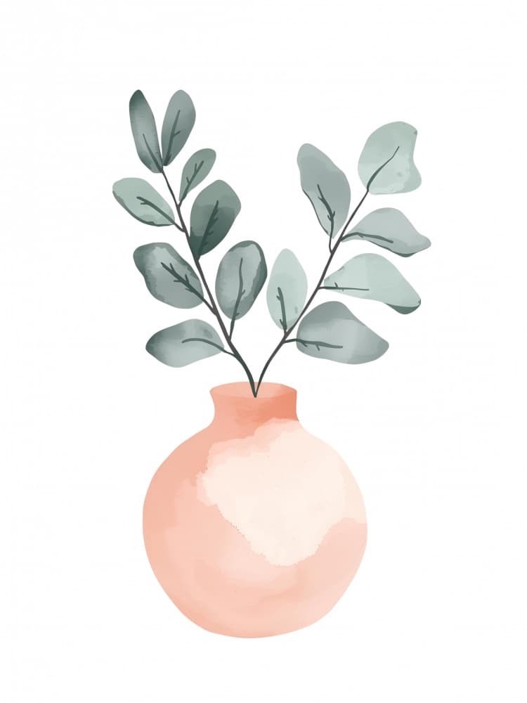 Greenery in Peach Vase by Ohkimiko — canvas wall art