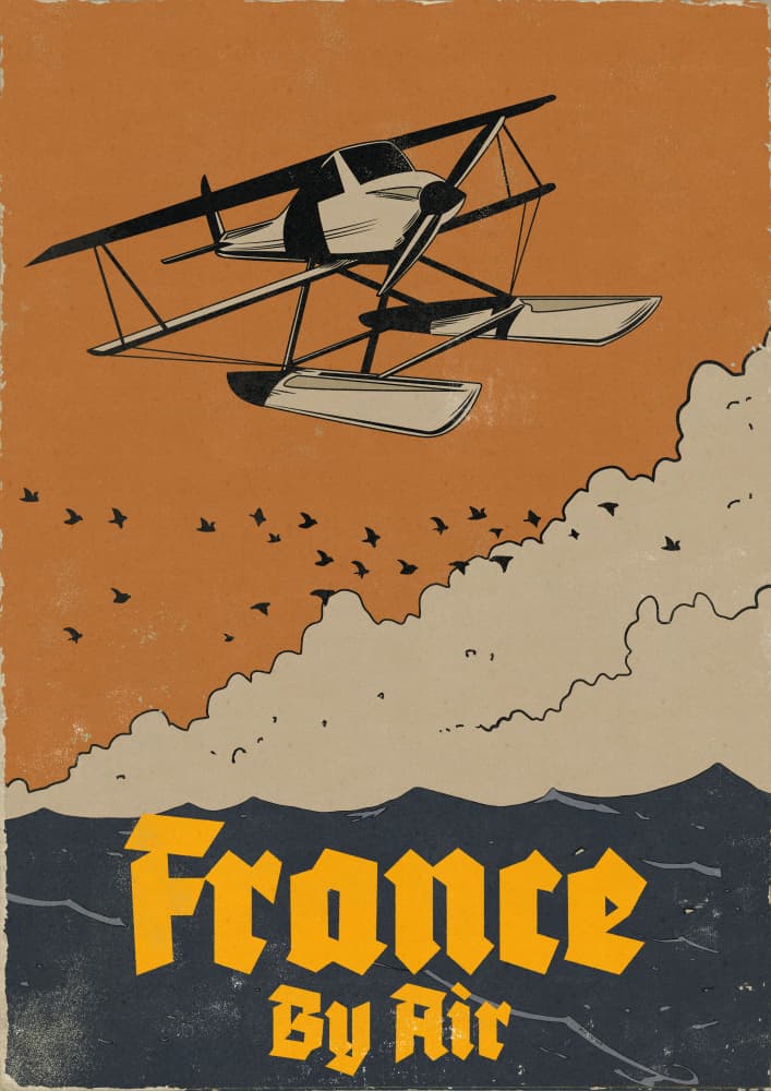 Vintage Seaplane France by Nicholas — canvas wall art