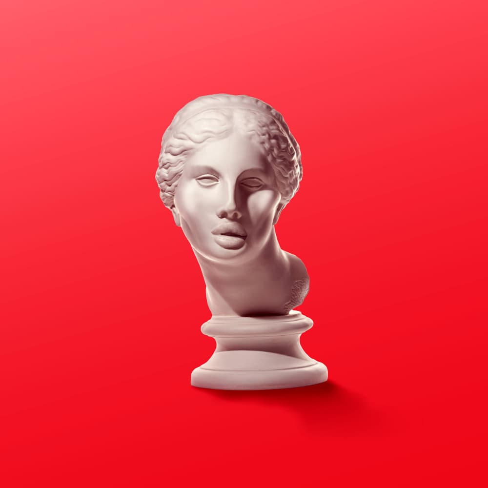 Crimson Classical Bust by Artem Pozdniakov — canvas wall art