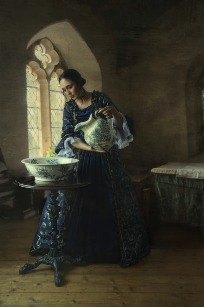 Historic Woman Pouring Water by kenp — canvas wall art