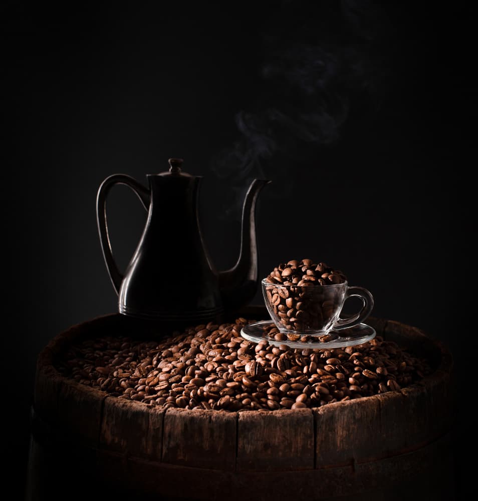 Dark Coffee Pot And Beans by Margareth Perfoncio — canvas wall art