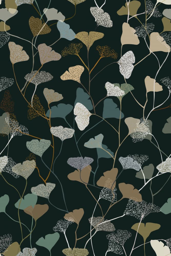 Ginkgo Botanical Pattern by Annick — canvas wall art
