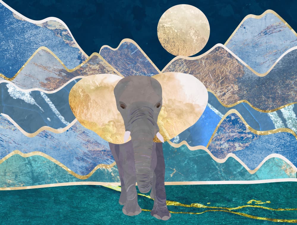 Elephant Mountain Moon by Sarah Manovski — canvas wall art