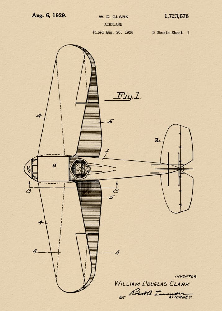 Vintage Airplane Patent by Andreas Magnusson — canvas wall art