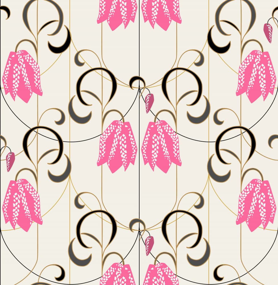 Elegant Pink Floral Pattern by Annick — canvas wall art