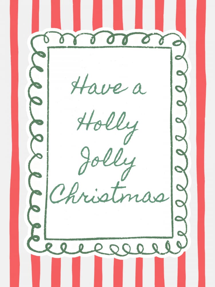 Holly Jolly Striped Christmas by Jolly and Dash — canvas wall art