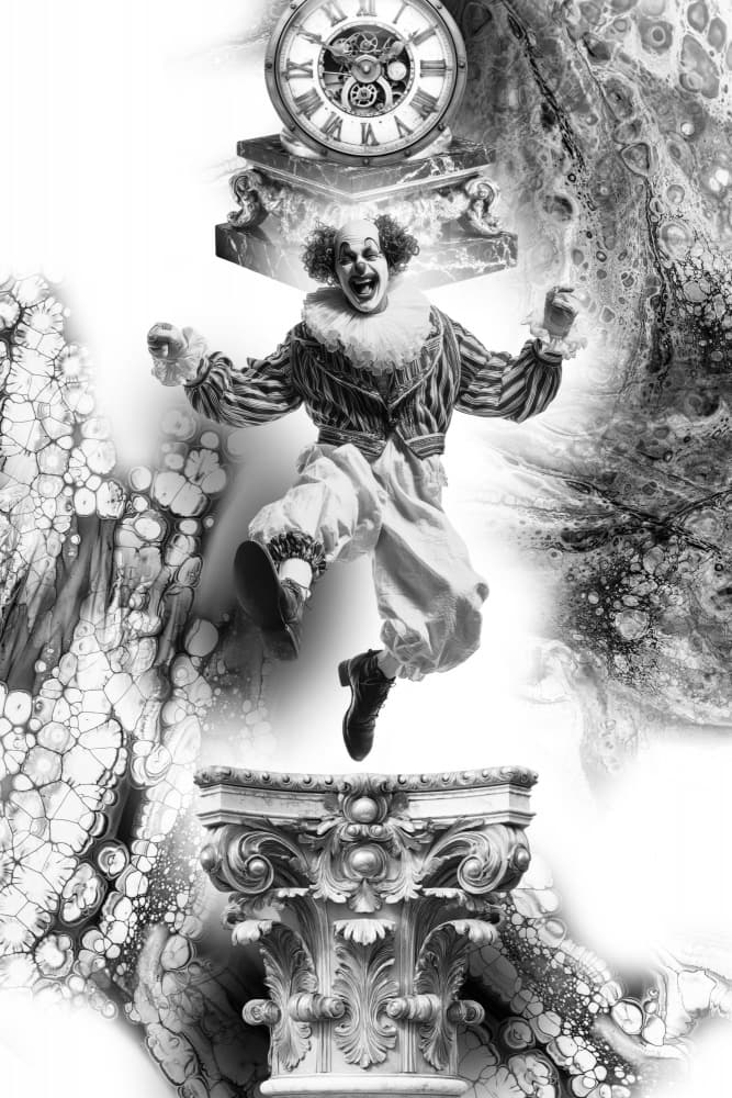 Ecstatic Clown Jump by Rafal Kulik — canvas wall art