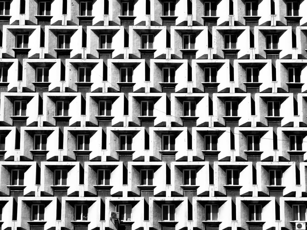 Geometric Building Facade by Marius Surleac — canvas wall art