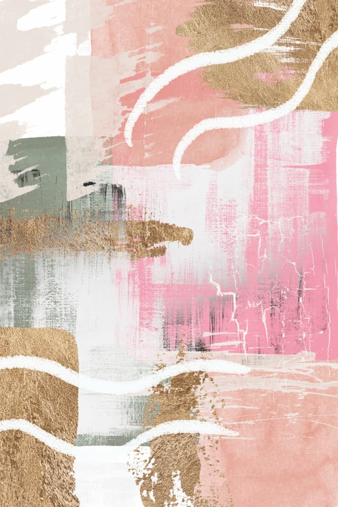 Elegant Gold Pink Abstract by Sally Ann Moss — canvas wall art