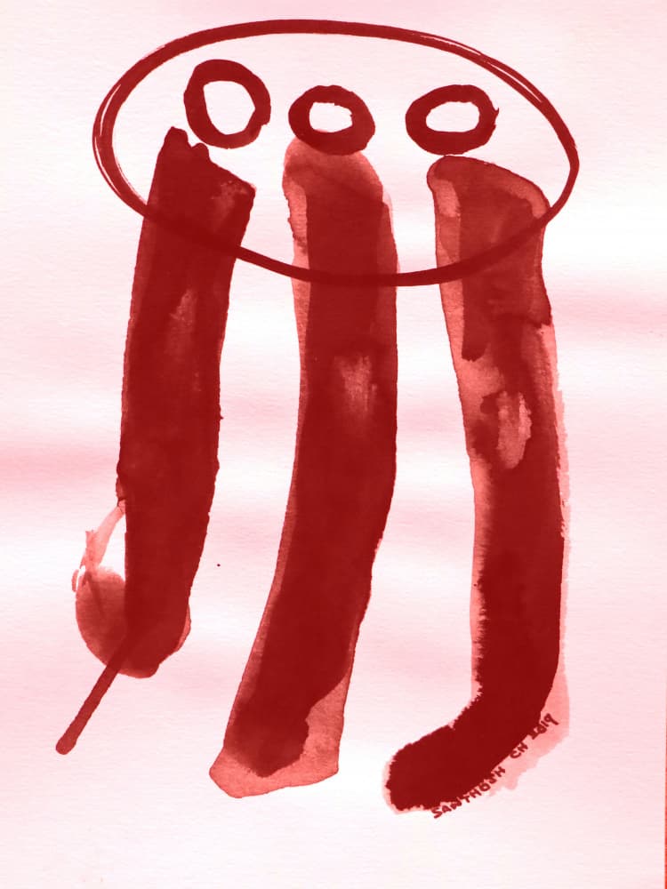 Three Red Figures by Santhosh ch — canvas wall art