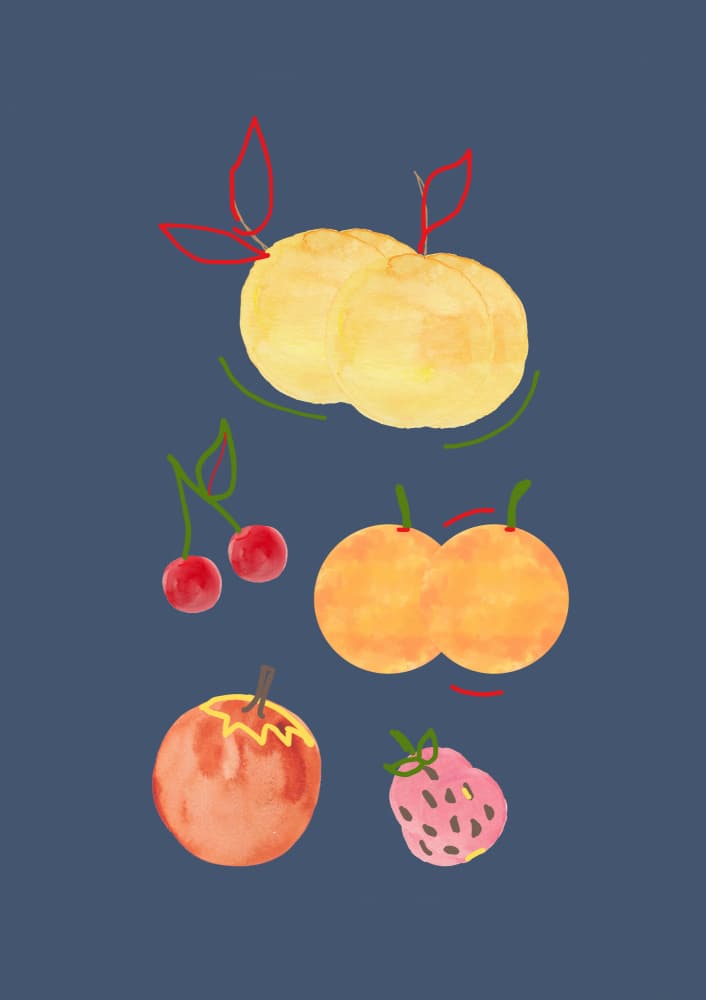 Fresh Watercolor Fruits by ART of living — canvas wall art