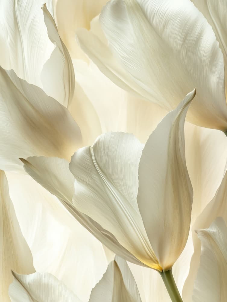 Soft White Tulips by Bilge Paksoylu — canvas wall art