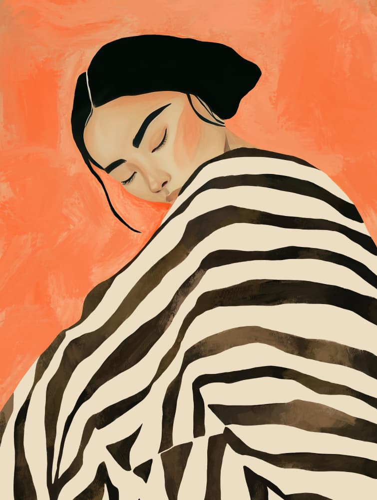 Serene Striped Woman by CATS AND DOTZ — canvas wall art