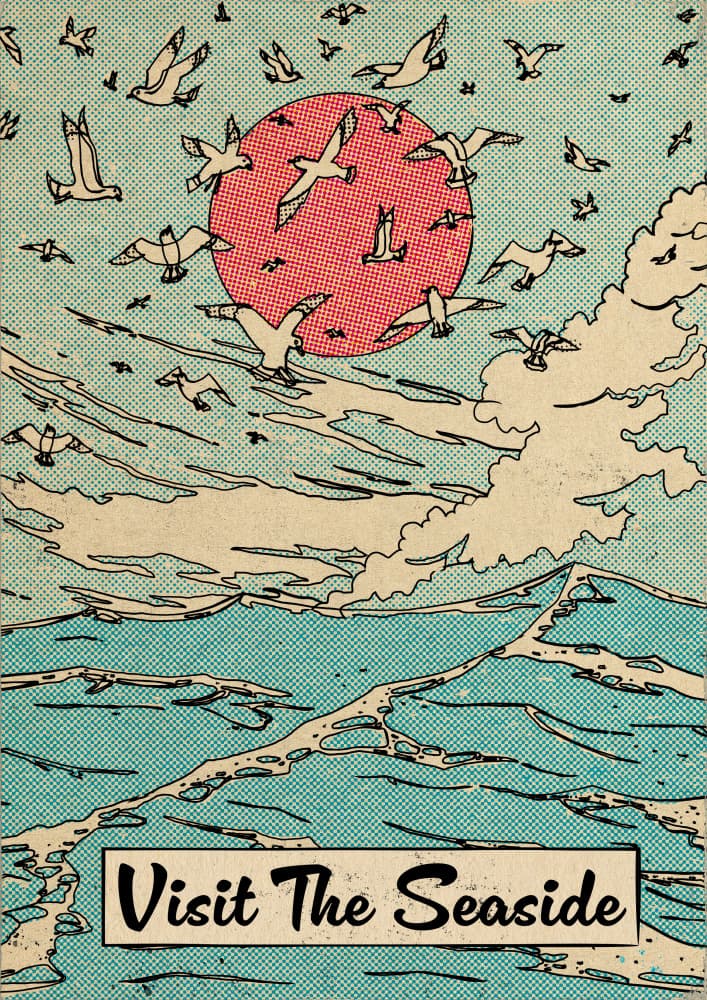 Retro Ocean Birds by Nicholas — canvas wall art