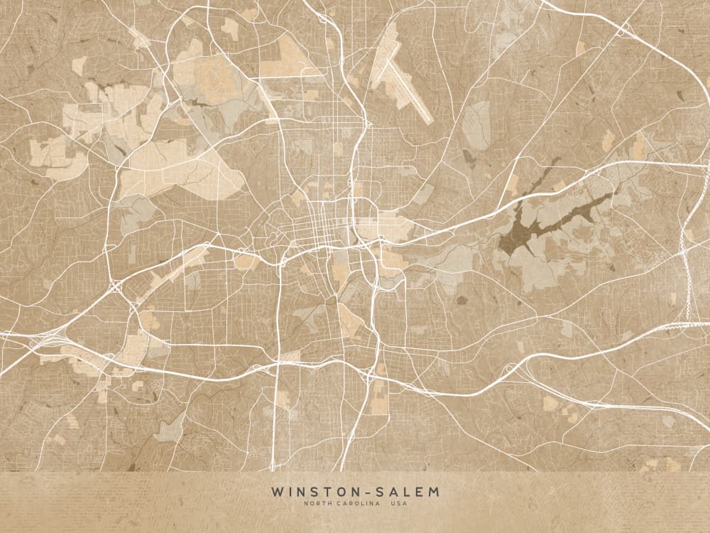 Winston-Salem City Map by Rosana Laiz Blursbyai — canvas wall art