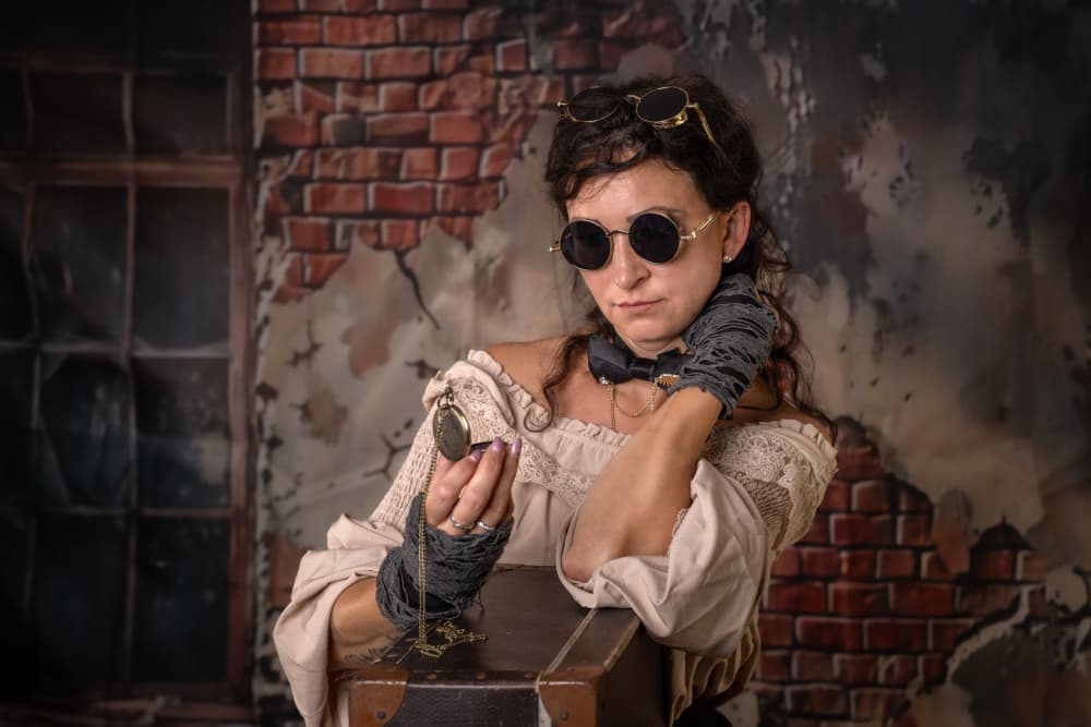 Steampunk Woman with Watch by Joško Šimic — canvas wall art