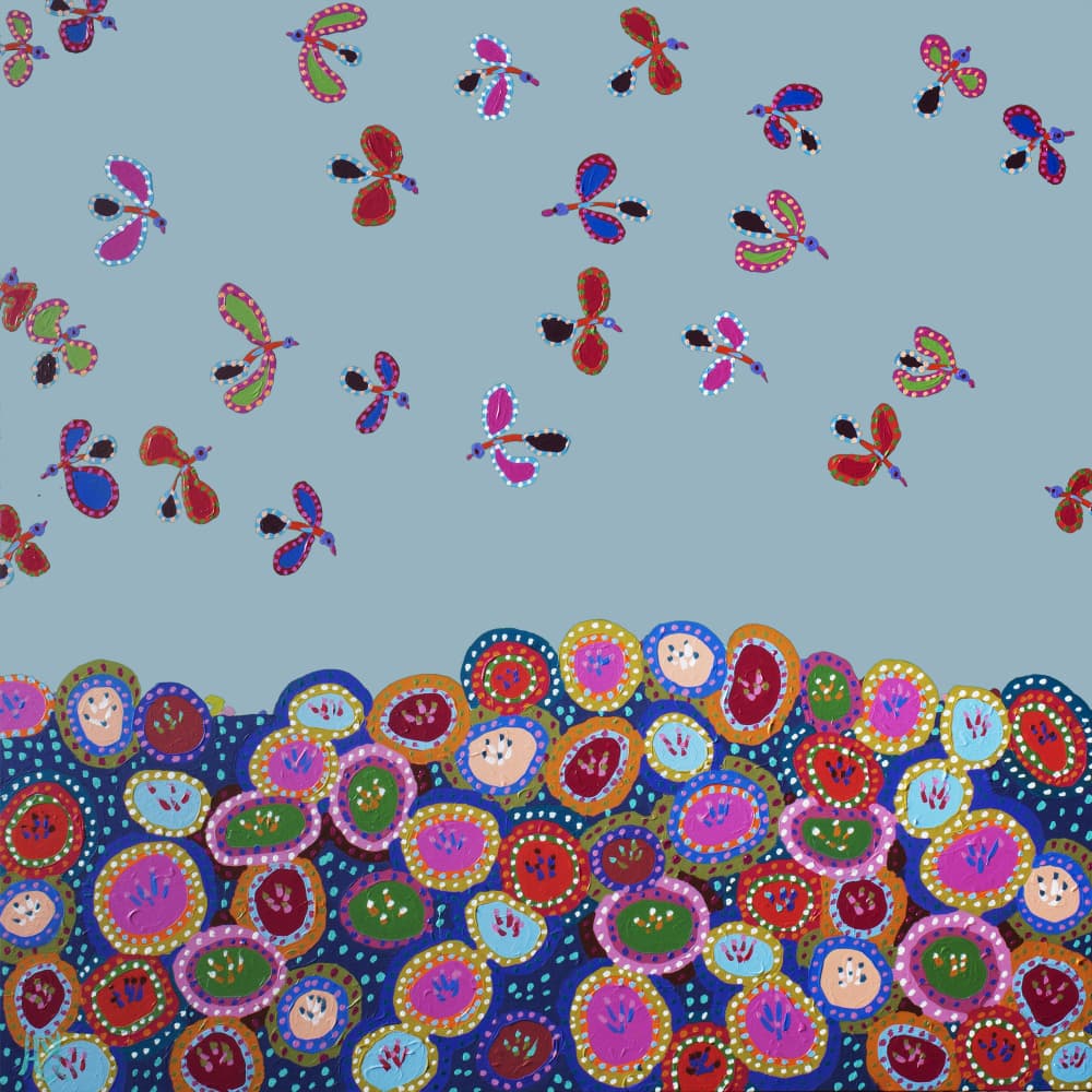 Vibrant Insect Blooms by Helen Joynson — canvas wall art