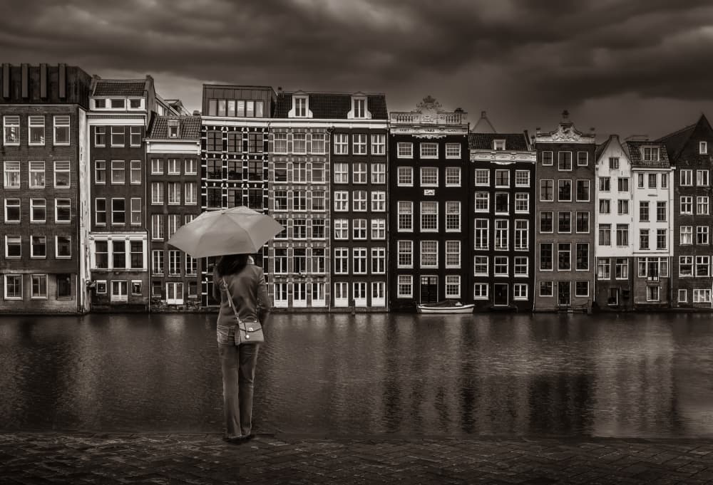Rainy City Canal by Kenneth-Wei Zeng — canvas wall art