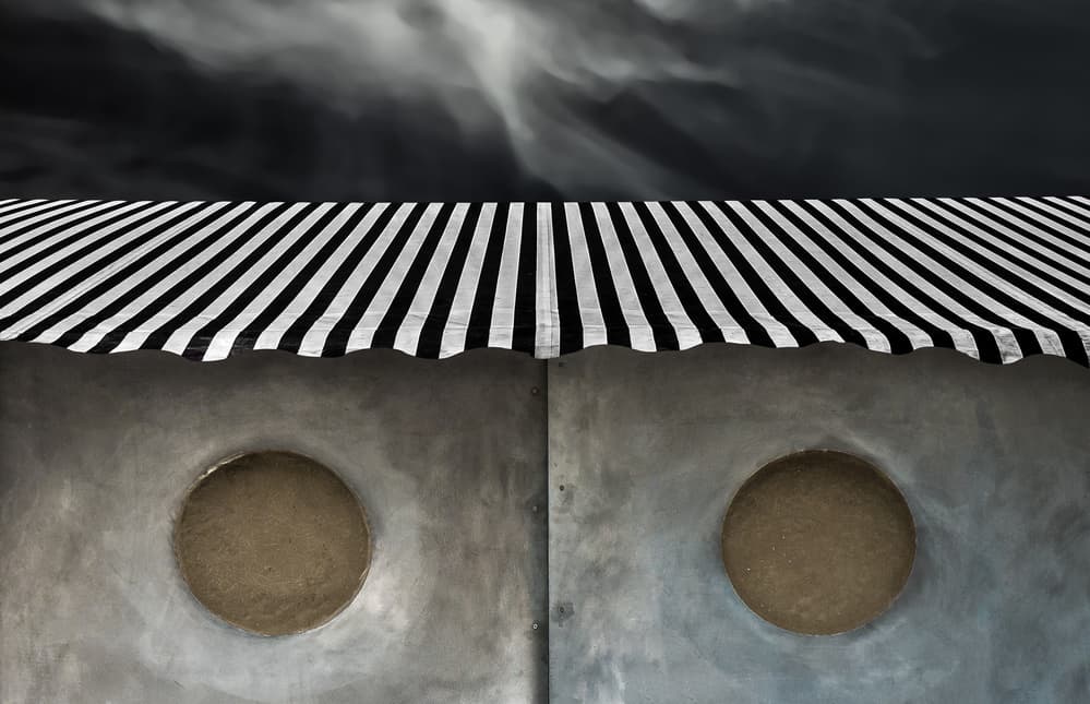 Striped Awning Dark Sky by Gilbert Claes — canvas wall art