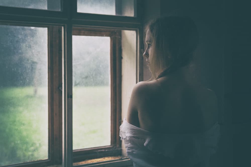 Pensive Woman by Window by Christian Kurz — canvas wall art