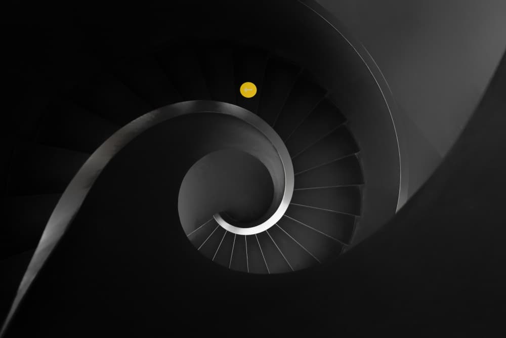 Black Spiral with Yellow Dot by Jorge Pimenta — canvas wall art