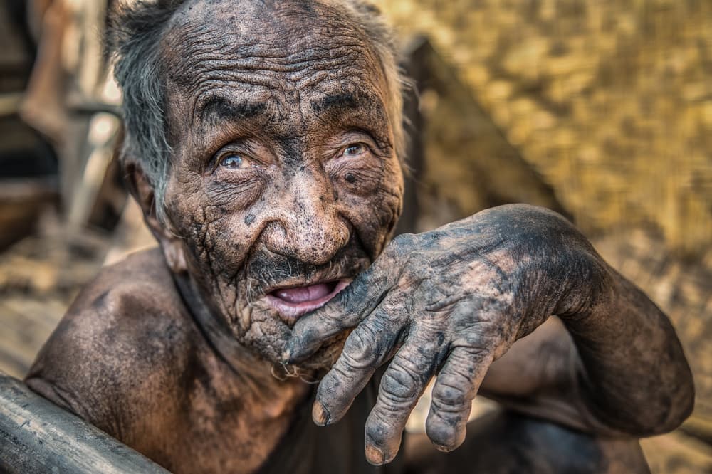 Weathered Man Portrait by Mohammed Alnaser — canvas wall art