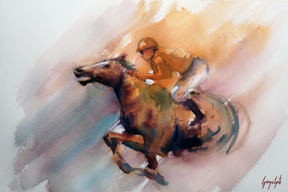 Galloping Racehorse Action by Giorgio Gosti — canvas wall art