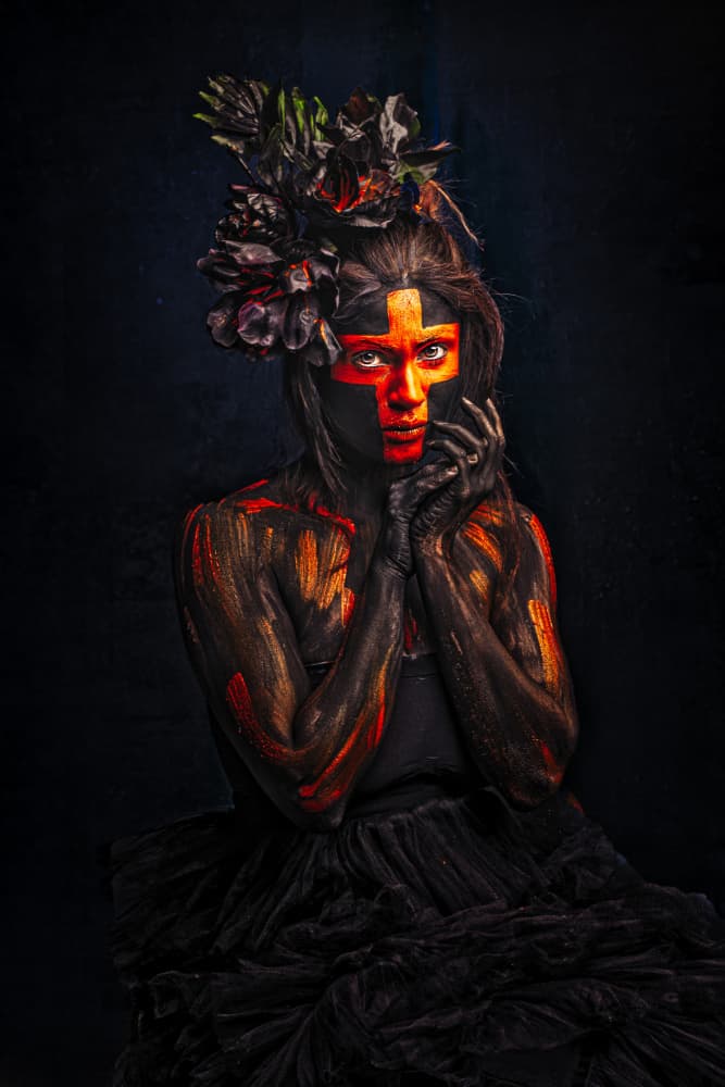 Mysterious Painted Woman by DEBASISH CHATTOPADHYAY — canvas wall art