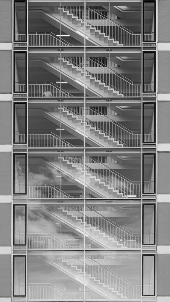 Geometric Stairwell Reflection by Andy Dauer — canvas wall art