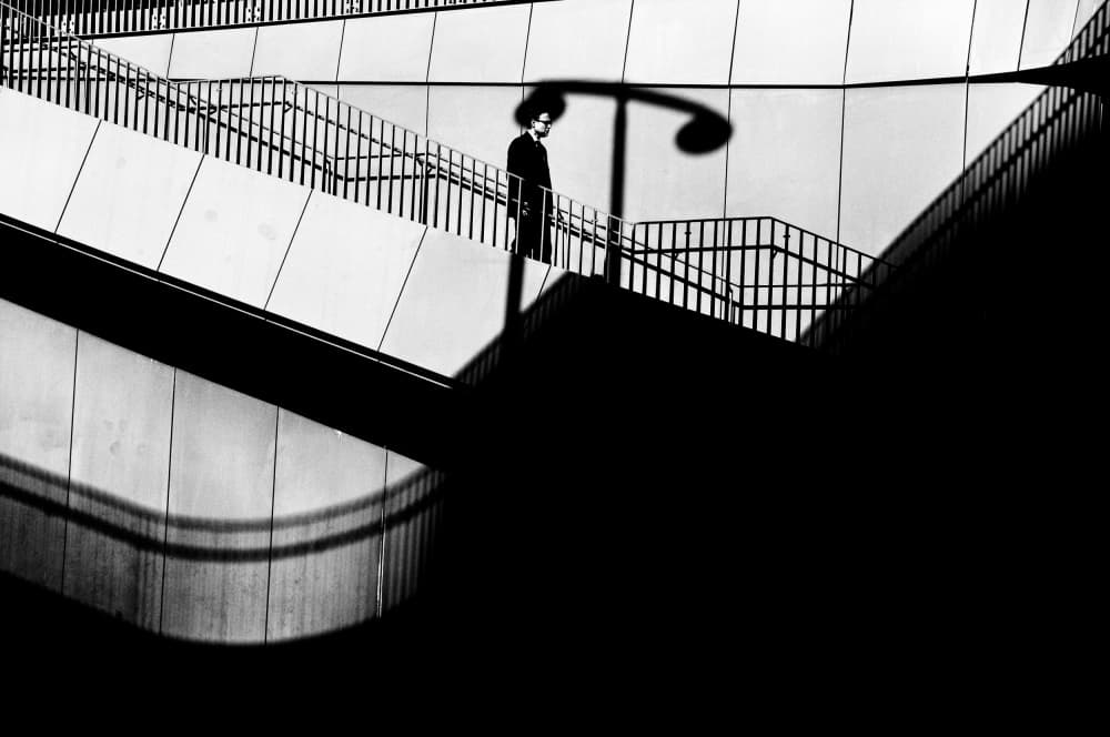 Abstract Stairwell Man by Antonio Grambone — canvas wall art