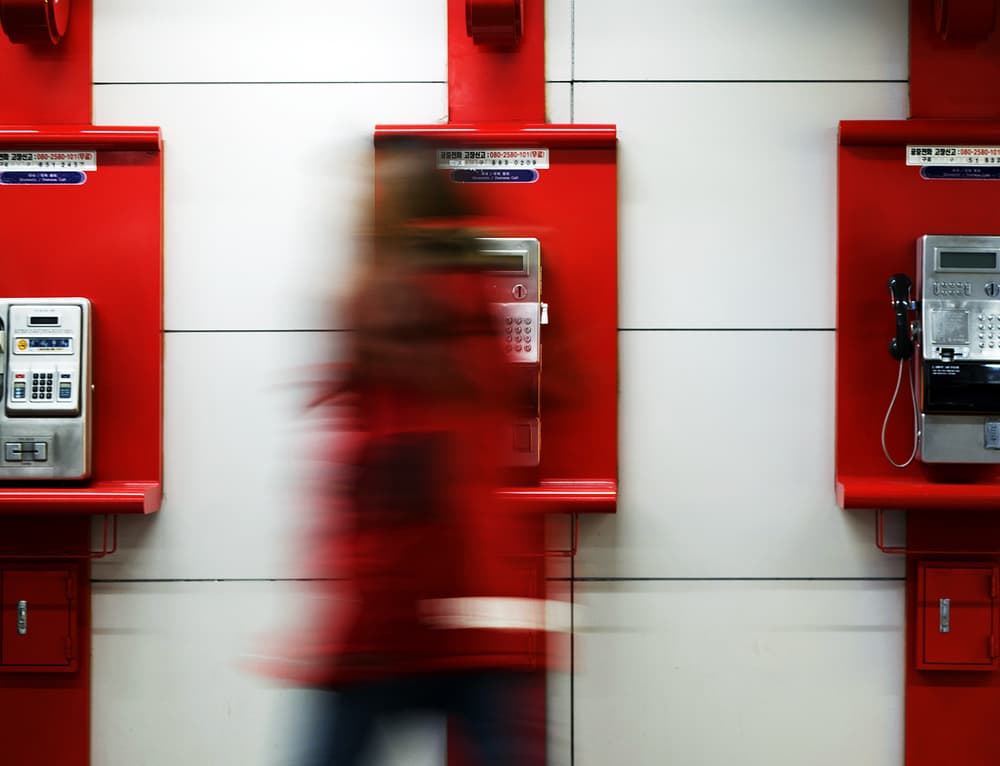 Red Payphones Motion Blur by HAN dong hee — canvas wall art