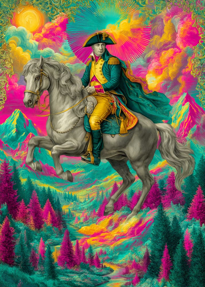 Psychedelic Horse Rider by Justyna Jaszke — canvas wall art