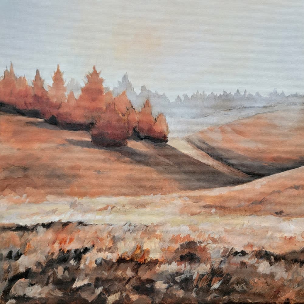 Misty Autumn Hills by Claire Whitehead — canvas wall art