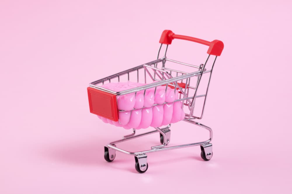 Shopping For Pink Teeth by Julia Ramiro — canvas wall art