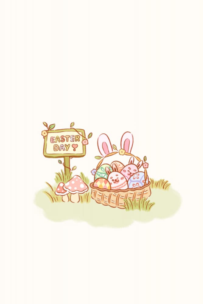Cute Yellow Bunny Chubby Easter Eggs by Xuan Thai — canvas wall art