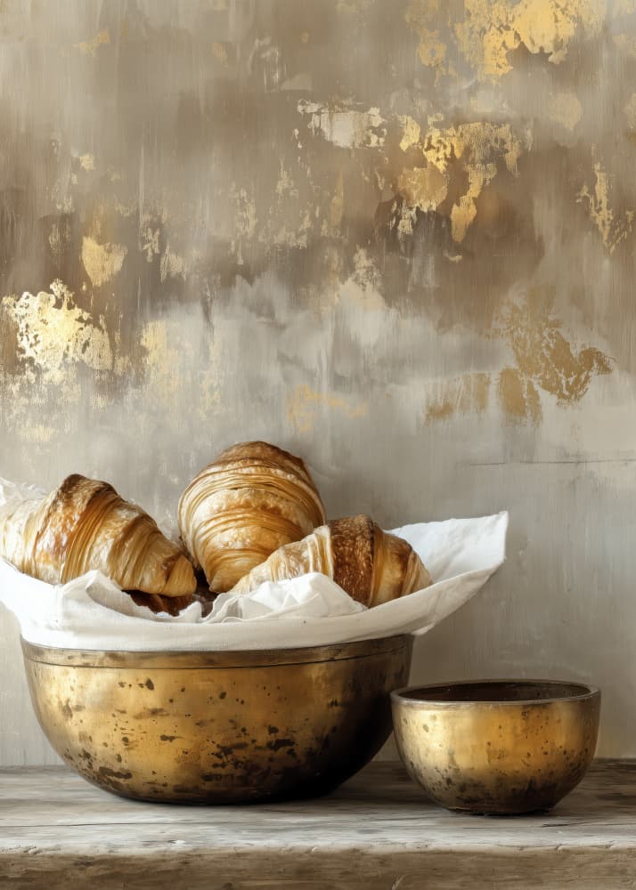 Golden Croissant Morning by Justyna Jaszke — canvas wall art