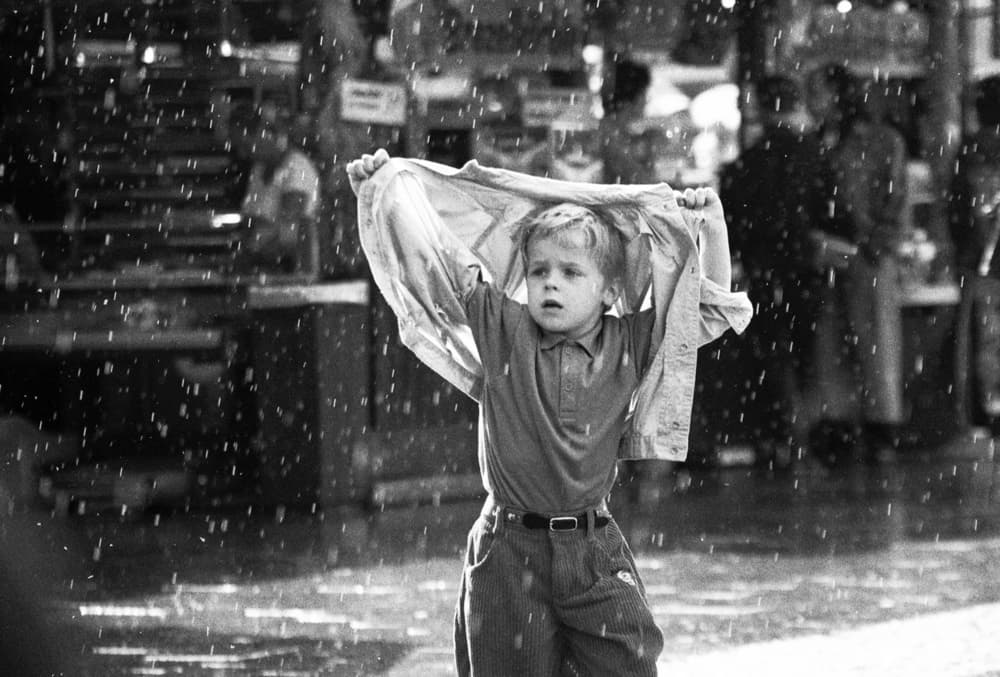 Little Boy In Rain by Dieter Matthes — canvas wall art